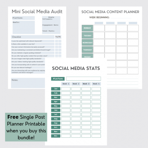 Social Media Printable Bundle + Freebie